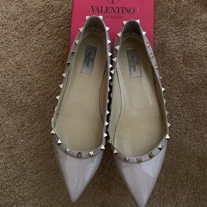 Valentino Rockstud Patent Ballet Flats - Size 42